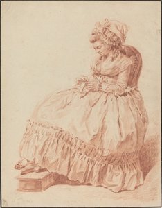 Femme assise cousant