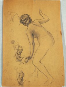 Étude de figure nue courbée