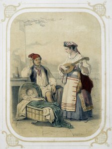Famille dans le Royaume de Naples, Italie - dans "Album du jeune voyageur", illustré par Louis Lassalle