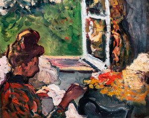 Femme assise près de la fenêtre, détail, vers 1903 (huile sur carton) - Louis Valtat