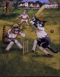 Chats jouant au cricket - Louis Wain