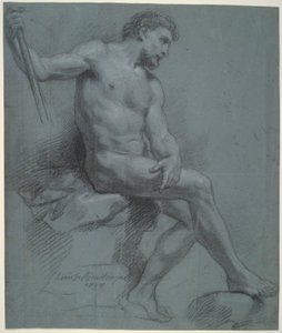 Homme nu assis de profil - Louis de Boullogne the Younger