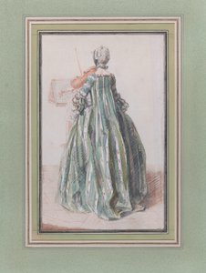 Femme jouant du violon, vue de dos