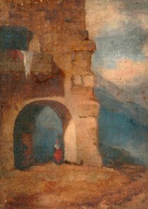 Paysanne italienne dans une arche en pierre, 1880-1900