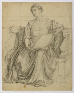 Sans titre (figure allégorique féminine drapée assise) - Louise Cox