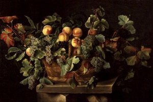 Nature morte avec pêches et raisins