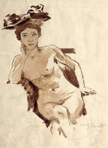 Femme semi-nue avec chapeau