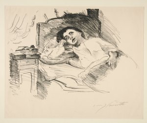 Dame reposant au lit