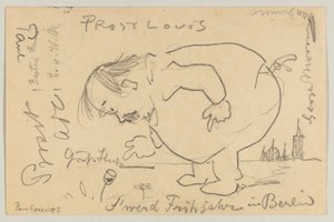 Lovis Corinth à Carl Strathmann : Carte postale, cachet postal 1er avril 1908 - Lovis Corinth