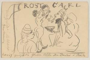 Lovis Corinth à Carl Strathmann : Carte postale, cachet postal du 22 mai 1905