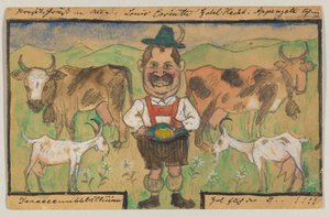 Lovis Corinth à Carl Strathmann : Carte postale, cachet postal du 9 mai 1895 (Appenzell)