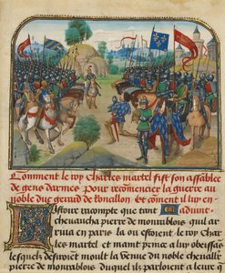 Les armées de France et de Bourgogne avec Martel en prière