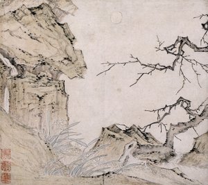 Narcisse, prunier dans un paysage