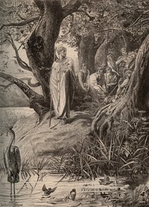 Apologue des oiseaux pêcheurs, raconté par Saint Martin aux habitants des rives de la Loire - gravure par Luc Olivier Merson (1846-1920) - Luc Oliver Merson