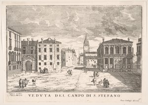 Planche 95 : Vue du Campo Santo Stefano avec le Palais Loredan et le Palais Morosini, Venise, 1703 - Luca Carlevarijs