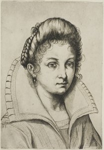 Buste de femme avec un grand col, de l