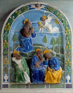 Christ au Mont des Oliviers. Céramique peinte et vernie par Luca della Robbia (1400-1482) 15e siècle. Paris, Musée du Louvre