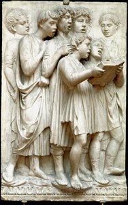 La cantoria ou enfants chantant en chœur - Relief en marbre (Hauteur 348 cm), par Luca della Robbia (c.1400-1482)