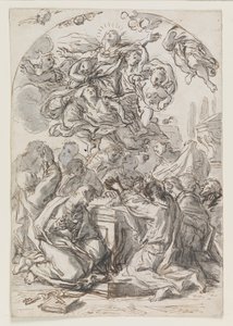 Assomption de la Vierge ; verso : Tête de femme et enfant - Luca Giordano