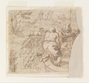 Dessin pour Susanna et les aînés - Luca Giordano