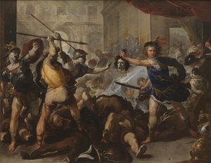 Persée transformant Phinée et ses partisans en pierre, début des années 1680