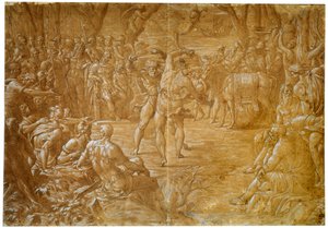 Le combat entre Entellus de Sicile et Dares de Troie, vers 1544 - Luca Penni