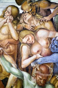 Damnés en enfer, détail avec autoportrait de Luca Signorelli en démon bleu - Luca Signorelli