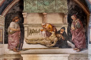 Lamentation du Christ mort entre les deux saints d