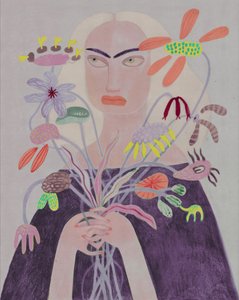 Une femme tenant des fleurs originales - Luca di Napoli