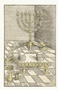 Chandelier à sept branches et table avec le pain de proposition - Lucas Cranach