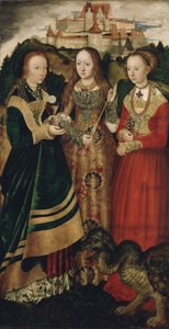 Retable avec le martyre de Sainte Catherine, aile droite : Sainte Barbara, Ursula et Marguerite - Lucas Cranach the Elder