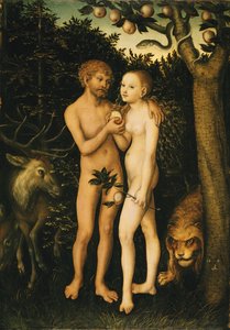 French : Adam et Eve au paradis / Sündenfall Adam and Eve - Lucas Cranach the Elder