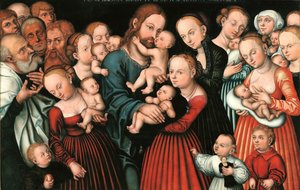 Allemand : Christus segnet die Kinder Christ bénissant les enfants. - Lucas Cranach the Elder