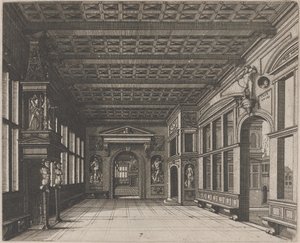 Intérieur avec vue sur une deuxième pièce avec cheminée - Lucas van Doetechum and Johannes