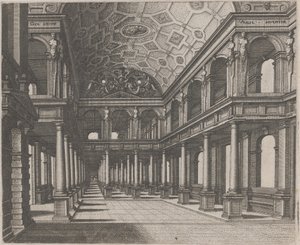 Vue dans une salle avec colonnes toscanes - Lucas van Doetechum and Johannes