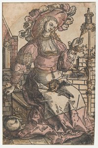 Femme filant - Lucas van Leyden (attributed to)