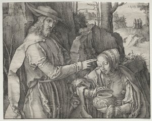 Christ en jardinier apparaissant à Sainte Marie-Madeleine - Lucas van Leyden