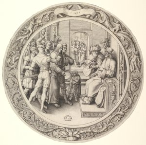 Christ devant Anne, de la Passion Circulaire, 1509 - Lucas van Leyden