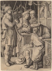 David jouant de la harpe devant Saül