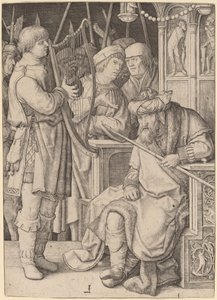 David jouant de la harpe devant Saül