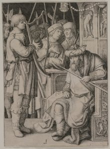 David jouant de la harpe devant Saül