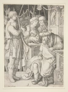 David jouant de la harpe devant Saül - Lucas van Leyden