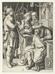 David joue de la harpe pour Saül - Lucas van Leyden