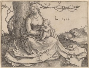 La Vierge assise sous un arbre