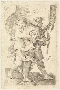 Deux garçons avec un casque et une bannière