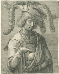 Jeune homme avec un crâne