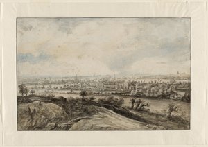 Paysage fluvial panoramique avec saules têtards - Lucas van Uden