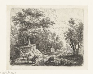 Paysage avec trois vaches et une femme - Lucas van Uden
