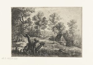 Paysage avec une maison et un puits, Cinq paysages (titre de la série) - Lucas van Uden