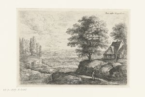 Paysage avec un homme avec un bâton (Six paysages) - Lucas van Uden
